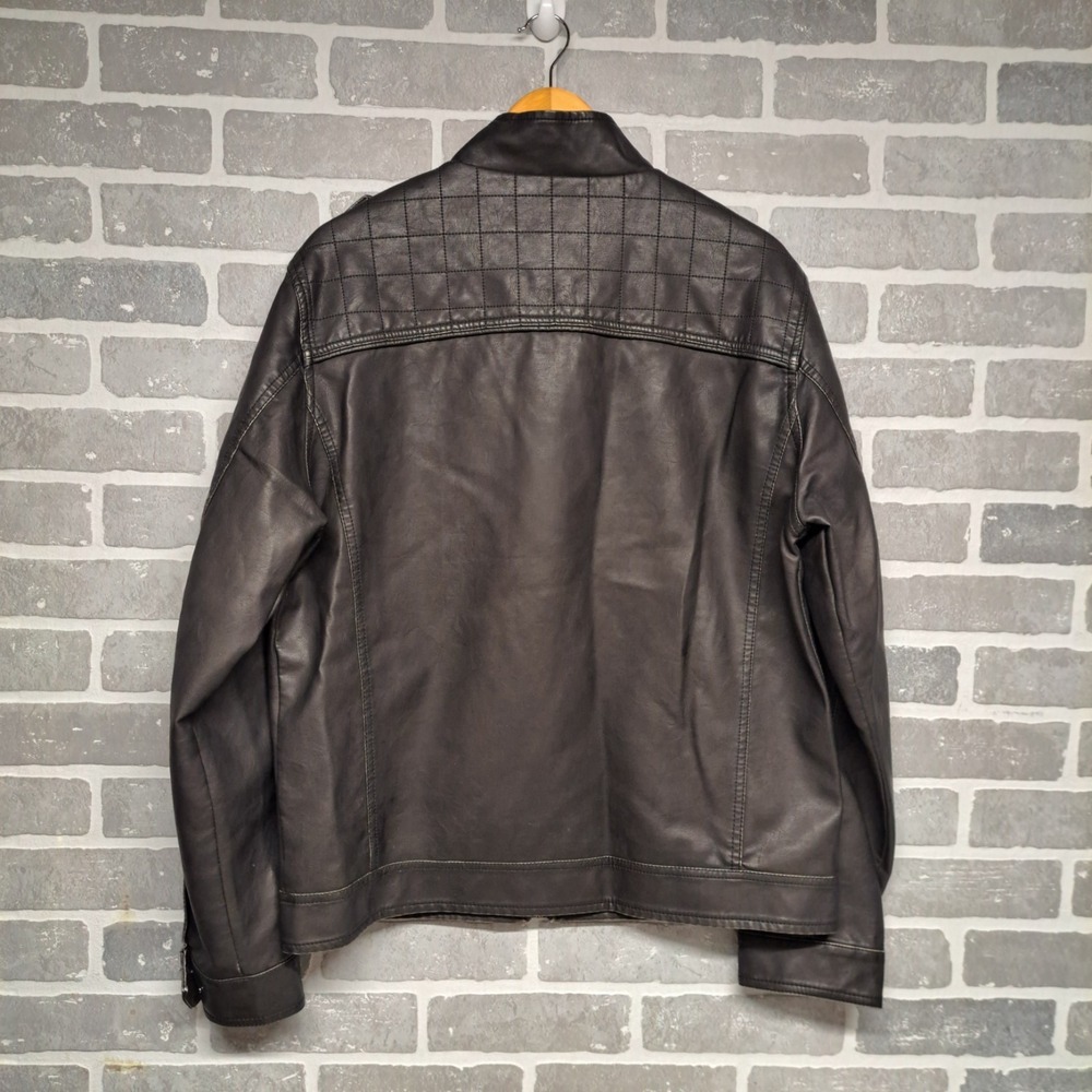 David Outerwear Mens PU Leather Black Full Zip Pockets Jacket Size Large - Picture 9 of 15